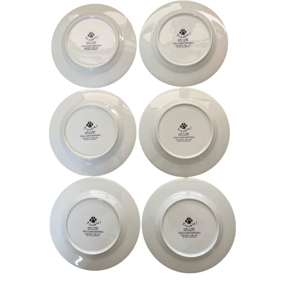 Williams Sonoma Trouble Bull Terrier 6-Piece Dessert Plate Set Side Salad Japan - Picture 10 of 10